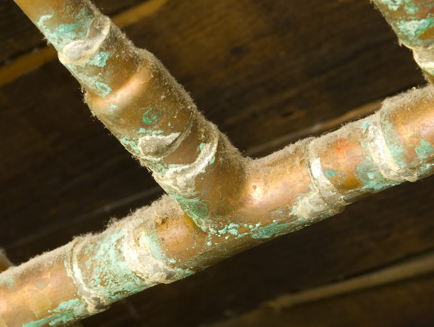 Corroded copper water line